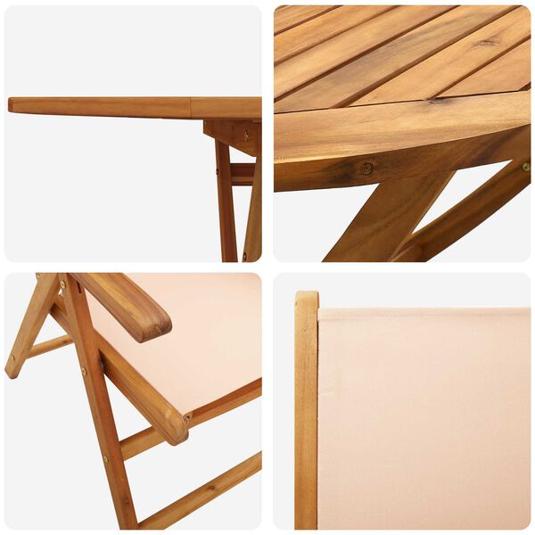 vidaXL Σετ Εξωτερικής Τραπεζαρίας 7 pcs Μπεζ 6-Ατόμων Ξύλο και Ύφασμα