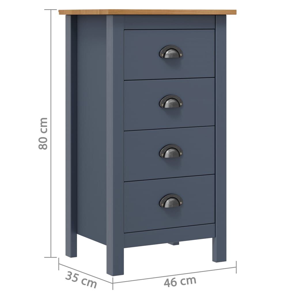 vidaXL Μπουφές Hill Γκρι 46x35x80 εκ. από Μασίφ Ξύλο Πεύκου