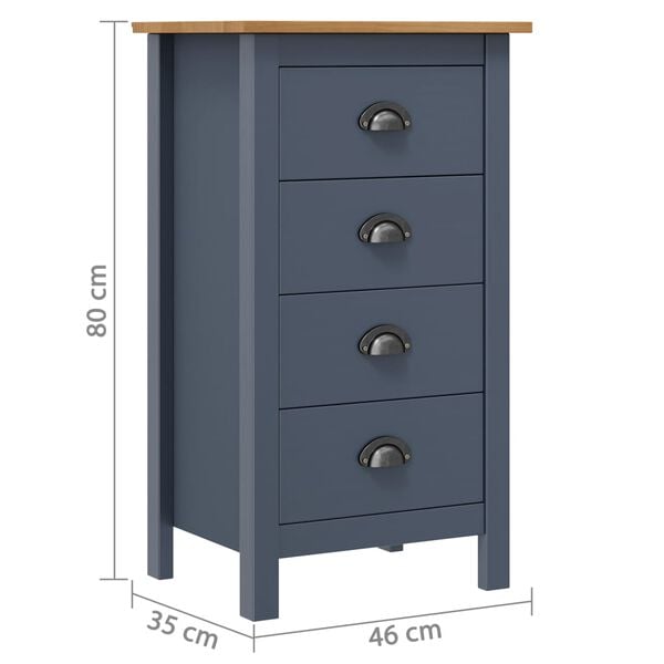vidaXL Μπουφές Hill Γκρι 46x35x80 εκ. από Μασίφ Ξύλο Πεύκου