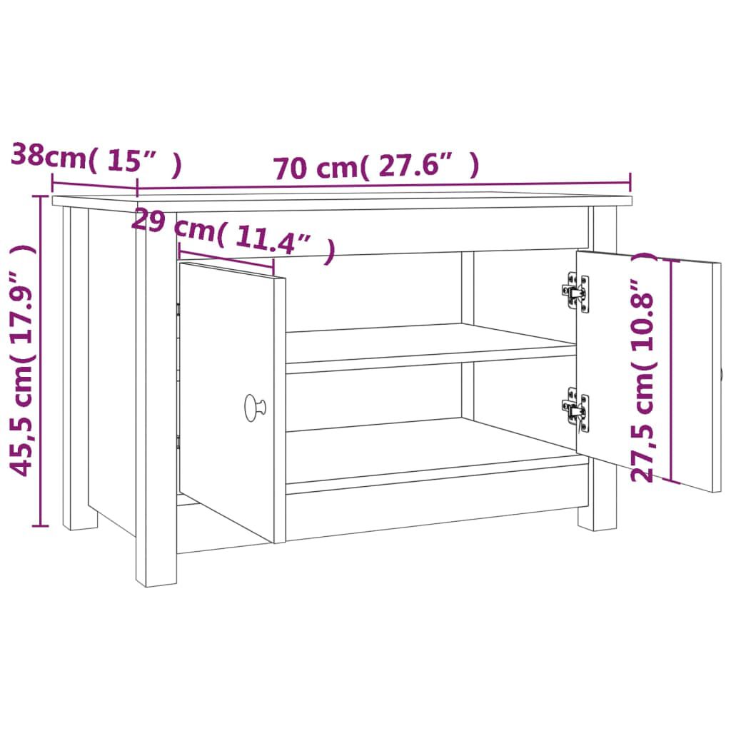 vidaXL Παπουτσοθήκη Λευκή 70x38x45,5 εκ. από Μασίφ Ξύλο Πεύκου
