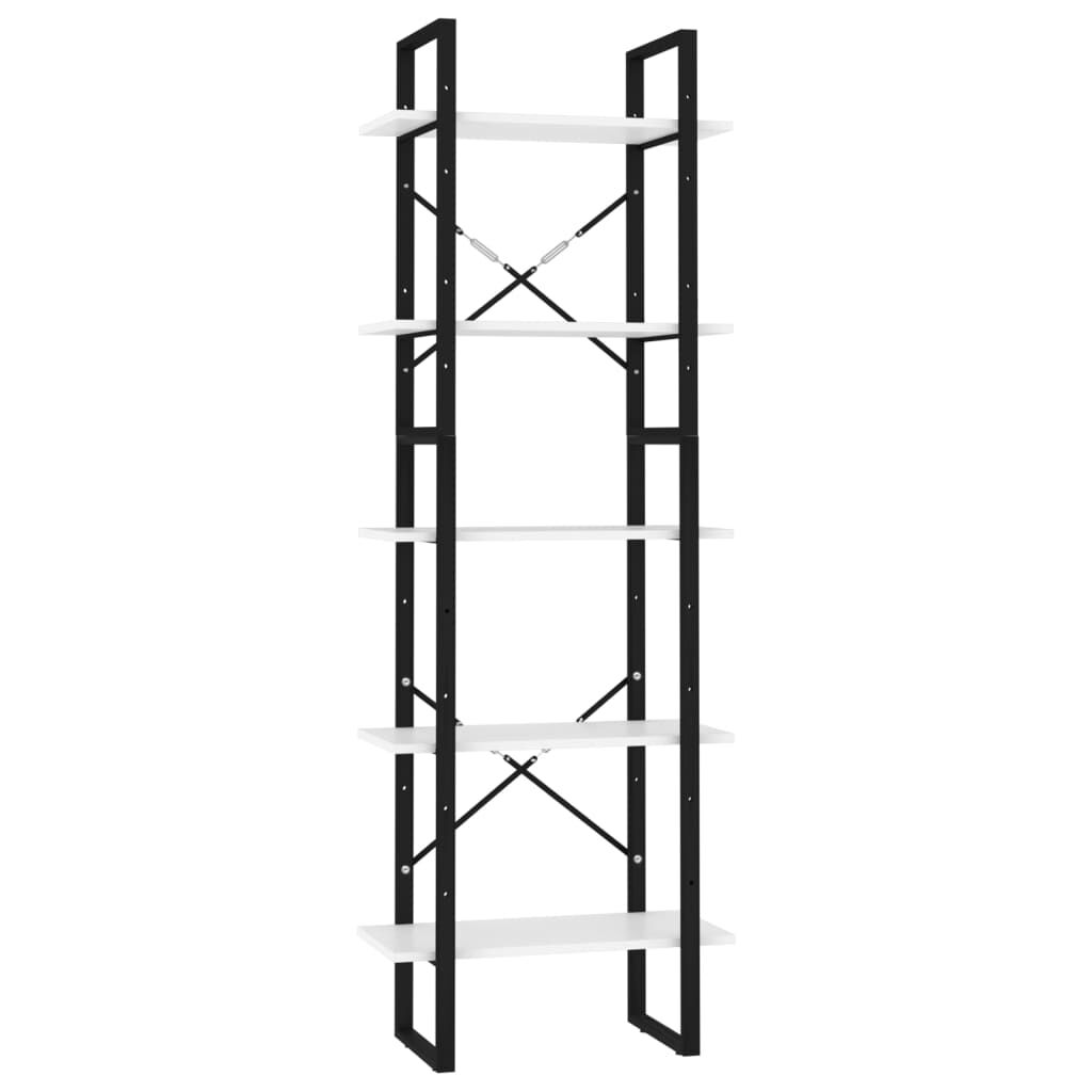 vidaXL Βιβλιοθήκη με 5 Ράφια Λευκή 60 x 30 x 175 εκ. από Επεξ. Ξύλο
