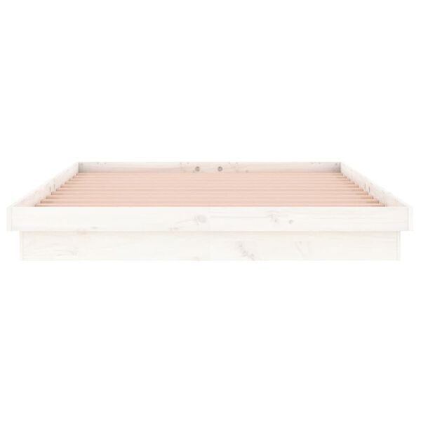 vidaXL Πλαίσιο Κρεβατιού με LED Λευκό 160 x 200 εκ. από Μασίφ Ξύλο