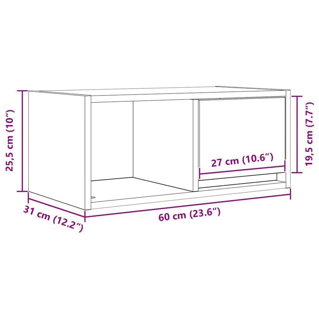 vidaXL Έπιπλο Τηλεόρασης καφέ δρυς 60x31x25,5 εκ. Επεξεργασμένο Ξύλο