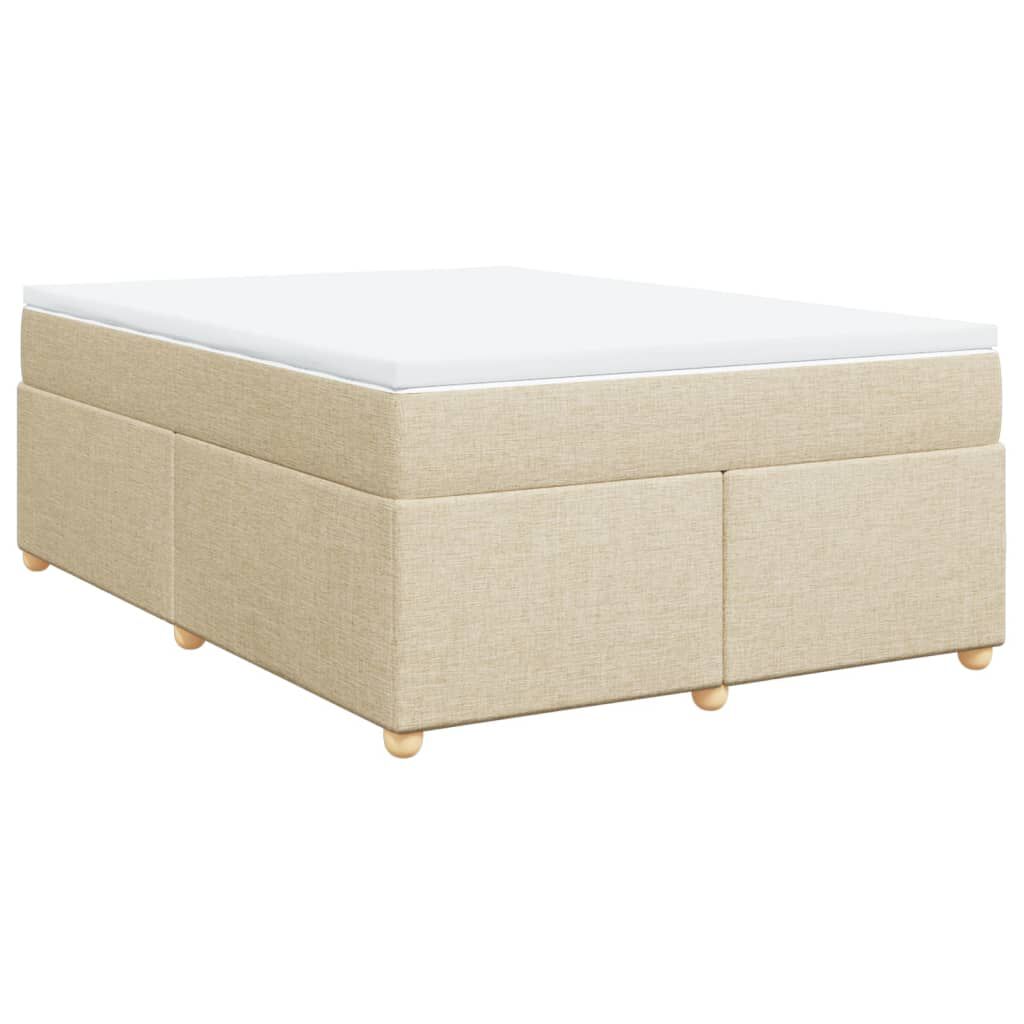 vidaXL Κρεβάτι Boxspring με Στρώμα Κρεμ 140x200 εκ. Υφασμάτινο