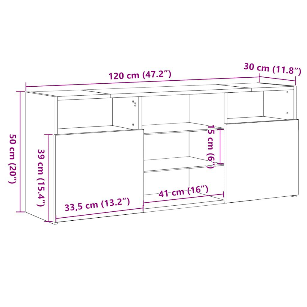 vidaXL Έπιπλο Τηλεόρασης με LED Λευκό 120x30x50 εκ.