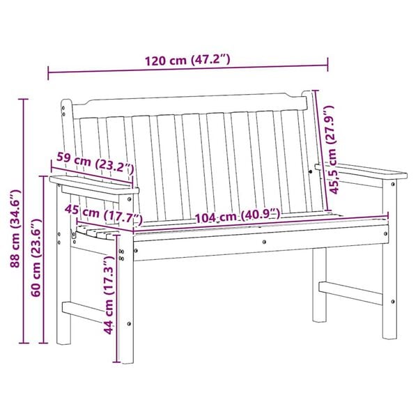 vidaXL Παγκάκι κήπου Ανοιχτό γκρι 120 x 59 x 88 εκ Πλαστικό