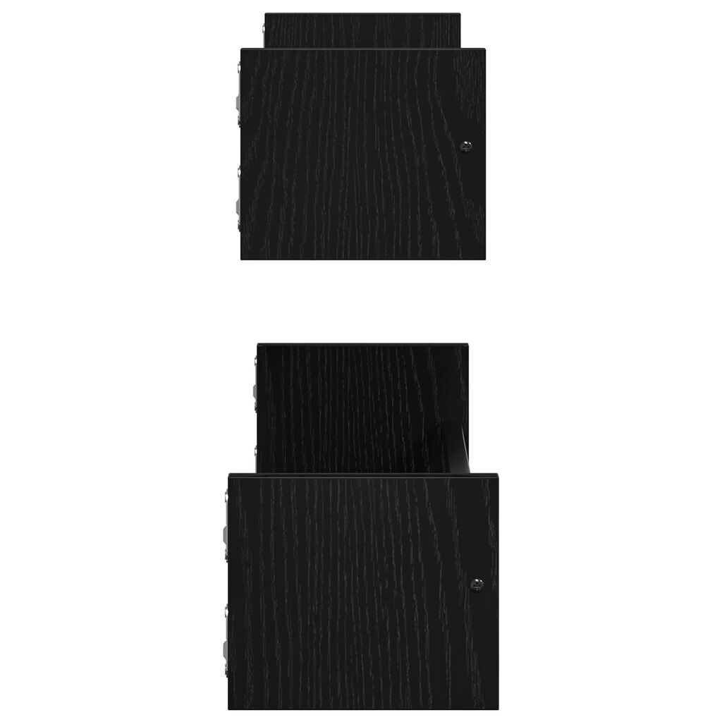 vidaXL Ράφια τοίχου 2 τεμ Μαύρη Δρυς 60x16x14 εκ Κατασκευασμένο ξύλο