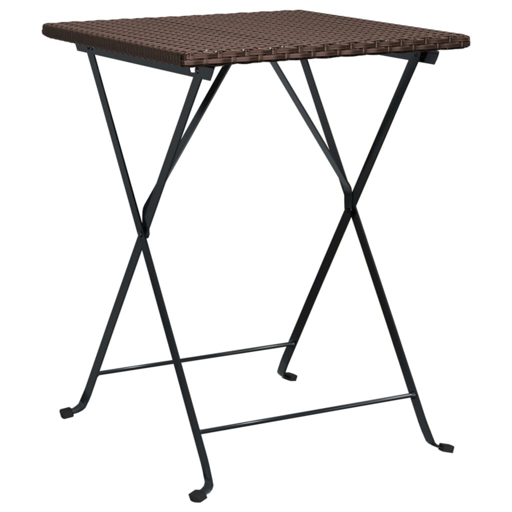 vidaXL Τραπέζι Bistro Πτυσσόμενο Καφέ 55x54x71 εκ. από Συνθετικό Ρατάν