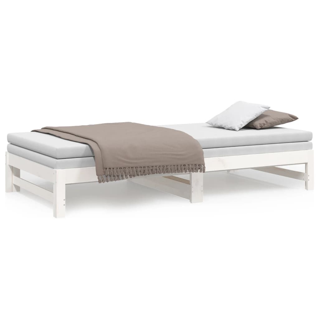 vidaXL Καναπές Κρεβάτι Συρόμενος Λευκός 2x(100x200) εκ. Μασίφ Πεύκο