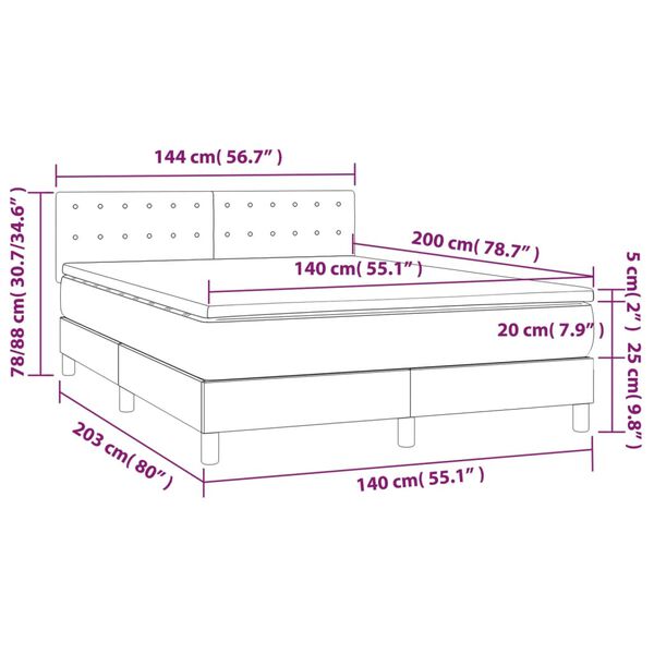 vidaXL Κρεβάτι Boxspring με Στρώμα Κρεμ 140x200 εκ. Υφασμάτινο