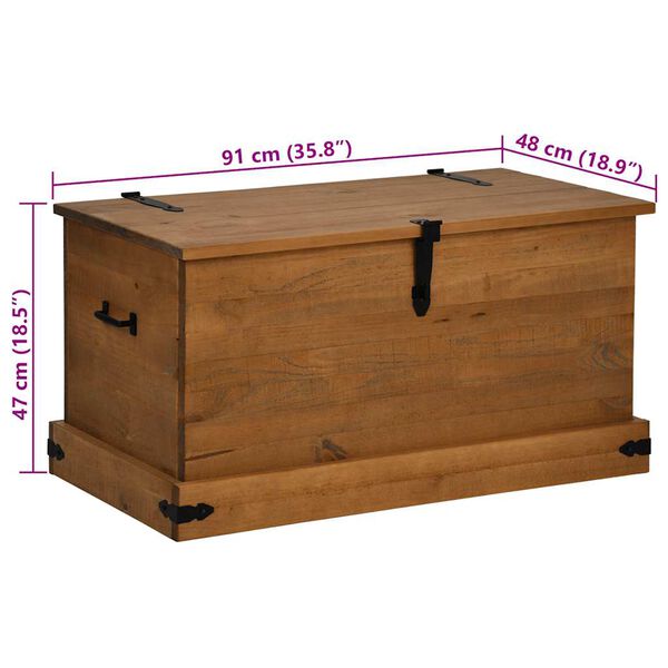 vidaXL Σεντούκι αποθήκευσης HALDEN 91x48x47 cm Ξύλο μασίφ πεύκο