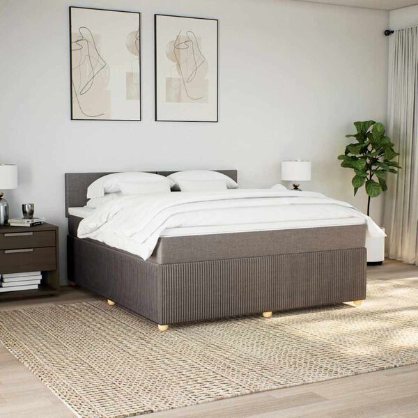 vidaXL &Kappa;&rho;&epsilon;&beta;ά&tau;&iota; Boxspring &mu;&epsilon; &Sigma;&tau;&rho;ώ&mu;&alpha; Taupe 180x200 &epsilon;&kappa;. &Upsilon;&phi;&alpha;&sigma;&mu;ά&tau;&iota;&nu;&omicron;