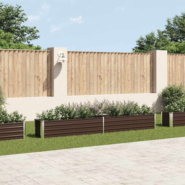 vidaXL Ζαρντινιέρα Υπερυψωμένη Καφέ 320x40x45 εκ. Γαλβανισμ. Χάλυβας