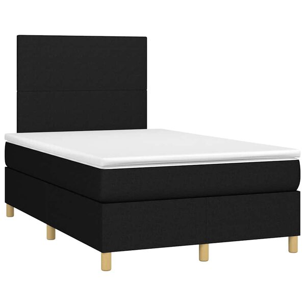 vidaXL Κρεβάτι Boxspring με Στρώμα Μαύρο 120x190 εκ. Υφασμάτινο