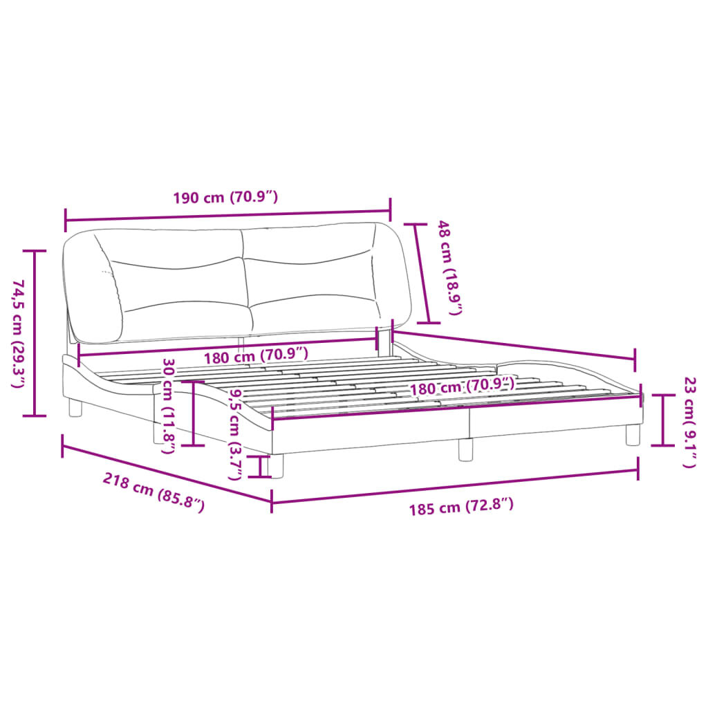 vidaXL Πλαίσιο Κρεβατιού με Κεφαλάρι Μαύρο 180x200 εκ. Συνθετικό Δέρμα