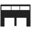 vidaXL Κεφαλάρι με Αποθηκευτικό Χώρο & LED Μαύρο Δρυς 140x17x102 εκ.
