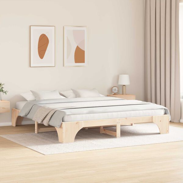 vidaXL Κρεβάτι Φυσικό Μασίφ Ξύλο Πεύκο 180 x 200 cm Απλό