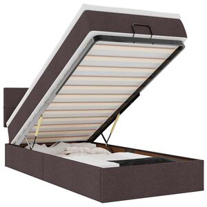 vidaXL Οθωμανικό κρεβάτι με στρώμα σκούρο καφέ 90x200cm ύφασμα