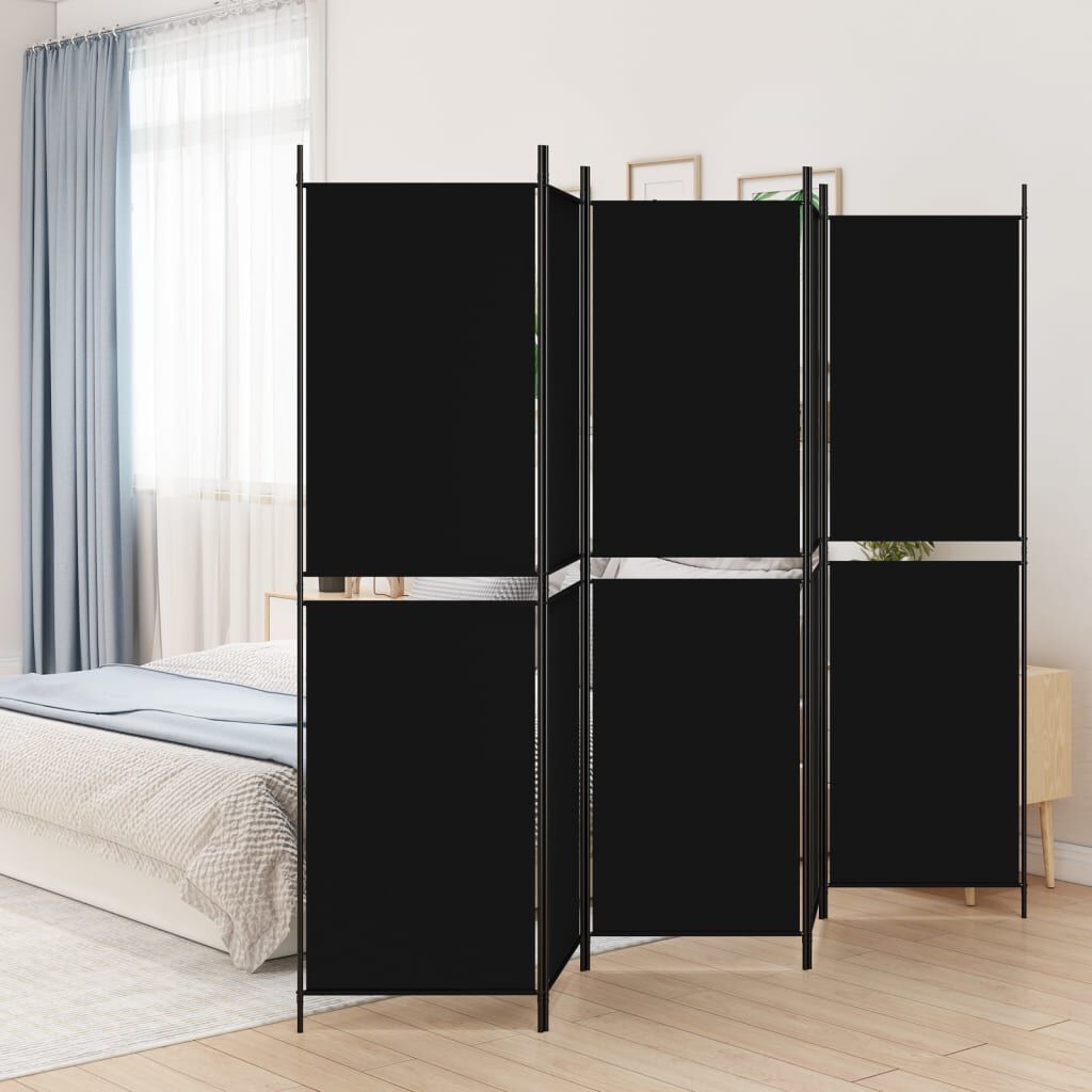 vidaXL Διαχωριστικό Δωματίου με 5 Πάνελ Μαύρο 250x200 εκ. από Ύφασμα