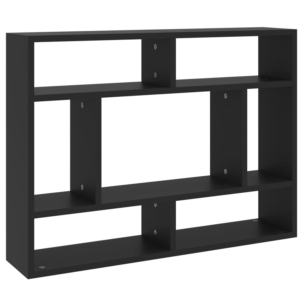 vidaXL Ραφιέρα Τοίχου Μαύρο 75x16x55 εκ. από Επεξεργασμένο Ξύλο
