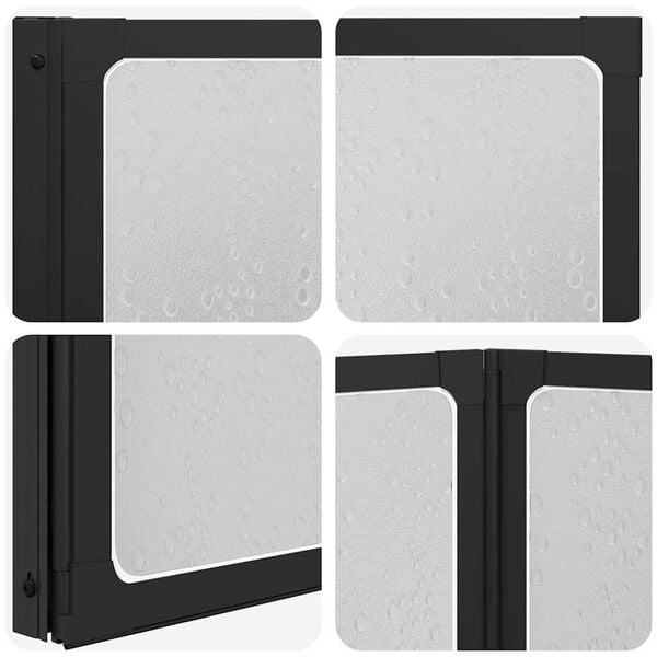 vidaXL Διαχωριστικό ντους Μαύρο 132 x 2 x 140 εκ Αλουμίνιο