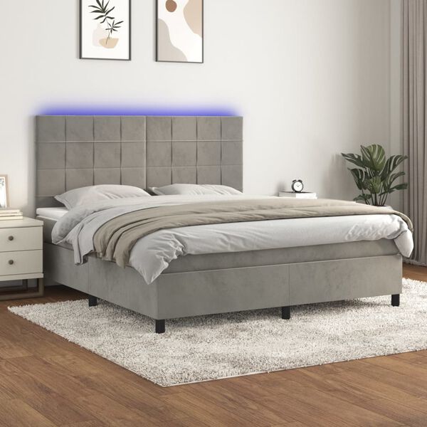 vidaXL &Kappa;&rho;&epsilon;&beta;ά&tau;&iota; Boxspring &mu;&epsilon; &Sigma;&tau;&rho;ώ&mu;&alpha; & LED &Alpha;&nu;.&Gamma;&kappa;&rho;&iota; 180x200 &epsilon;&kappa;. &Beta;&epsilon;&lambda;&omicron;ύ&delta;&iota;&nu;&omicron;
