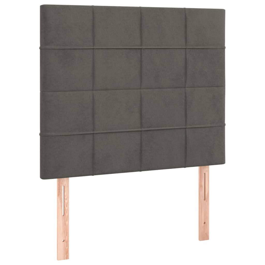 vidaXL Κρεβάτι Boxspring με Στρώμα Σκούρο Γκρι 100x200 εκ. Βελούδινο