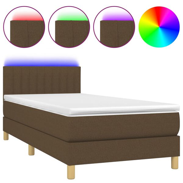 vidaXL &Kappa;&rho;&epsilon;&beta;ά&tau;&iota; Boxspring &mu;&epsilon; &Sigma;&tau;&rho;ώ&mu;&alpha; & LED &Sigma;&kappa;.&Kappa;&alpha;&phi;έ 90x200 &epsilon;&kappa;. &Upsilon;&phi;&alpha;&sigma;&mu;ά&tau;&iota;&nu;&omicron;