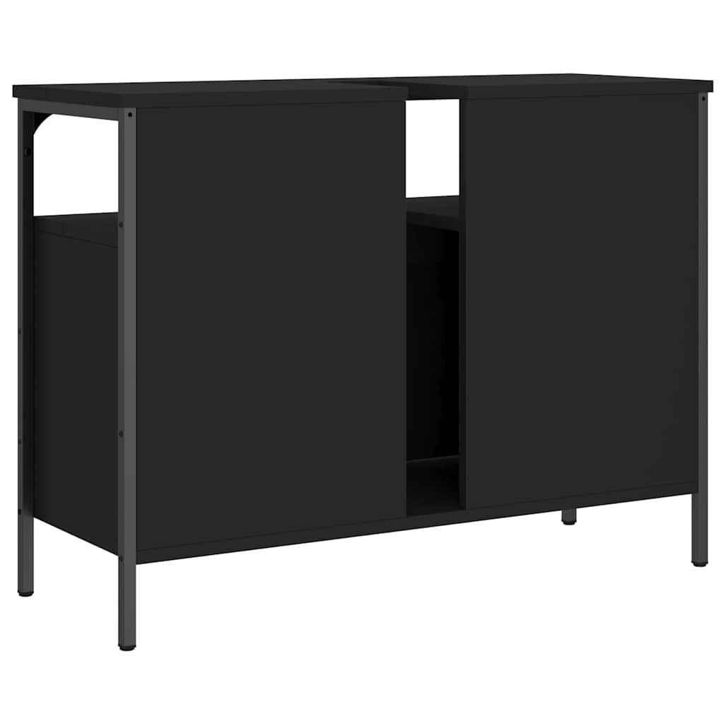vidaXL Ντουλάπι Νιπτήρα Μπάνιου Μαύρο 80x30x60 εκ. Επεξεργασμένο Ξύλο