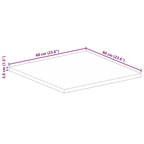 vidaXL Επιφάνεια Τραπεζιού Τετράγωνη 60x60x3,8 εκ. Μασίφ Ξύλο Μάνγκο