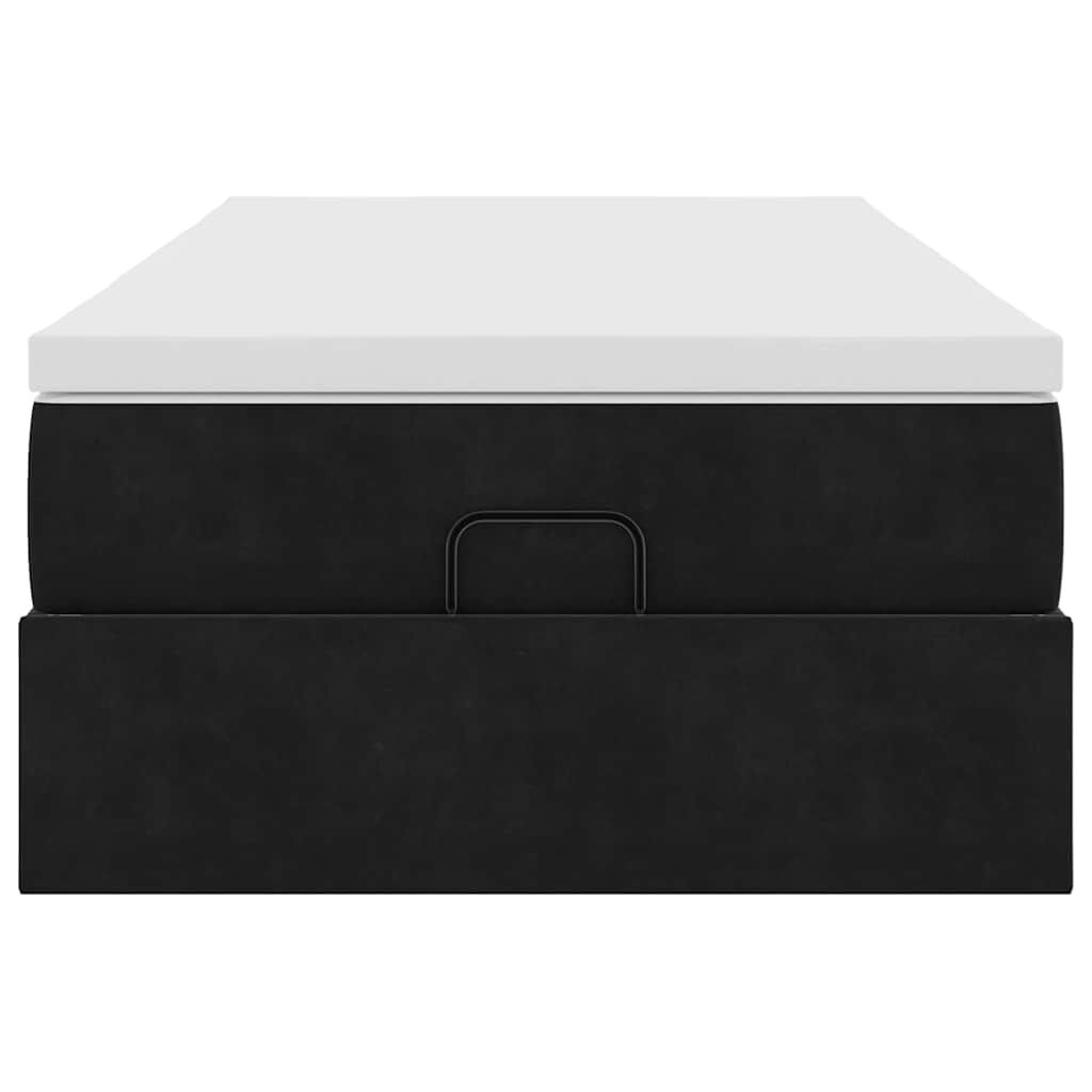 vidaXL Οθωμανικό κρεβάτι με στρώμα Μαύρο 90x200cm Velvet