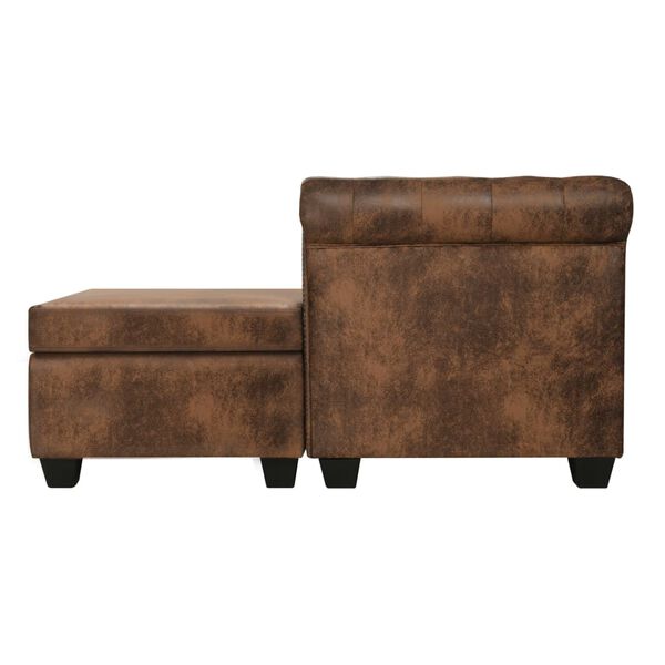 vidaXL Καναπές Γωνιακός Chesterfield Καφέ από Συνθετικό Καστόρι
