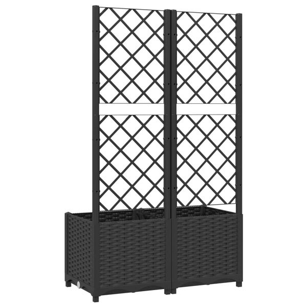 vidaXL Ζαρντινιέρα Κήπου με Καφασωτό Μαύρο 80 x 40 x 136 εκ. από PP