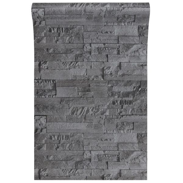 vidaXL Ταπετσαρία 3D με Σχέδιο Πέτρας Μαύρη 10x0,53μ Non-woven