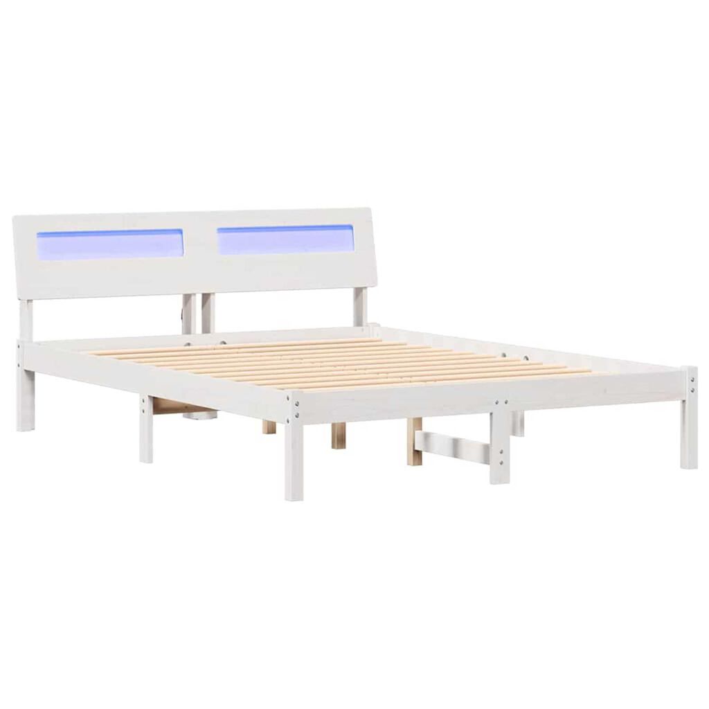vidaXL Σκελετός Κρεβατιού Λευκό 140 x 190 cm Μασίφ ξύλο πεύκου