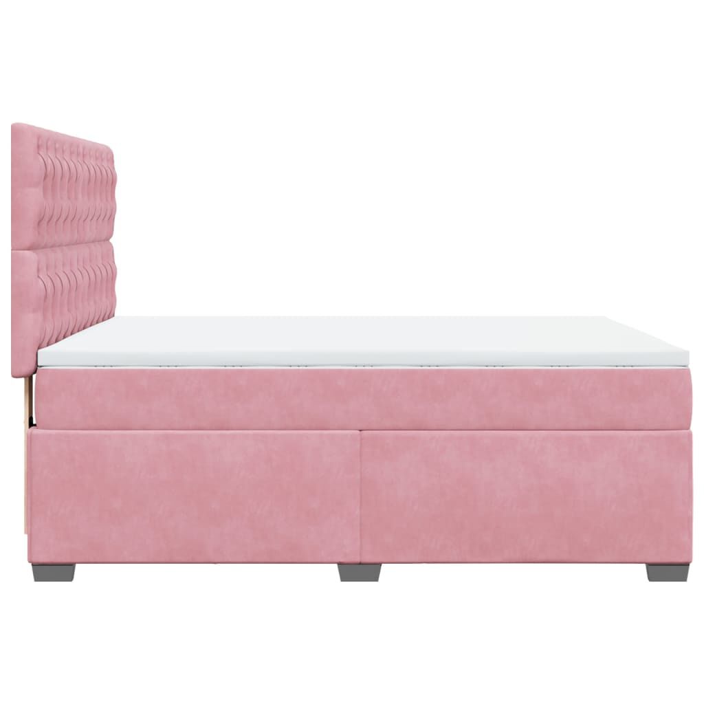 vidaXL Κρεβάτι Boxspring με Στρώμα Ροζ 140x190 εκ. Βελούδινο