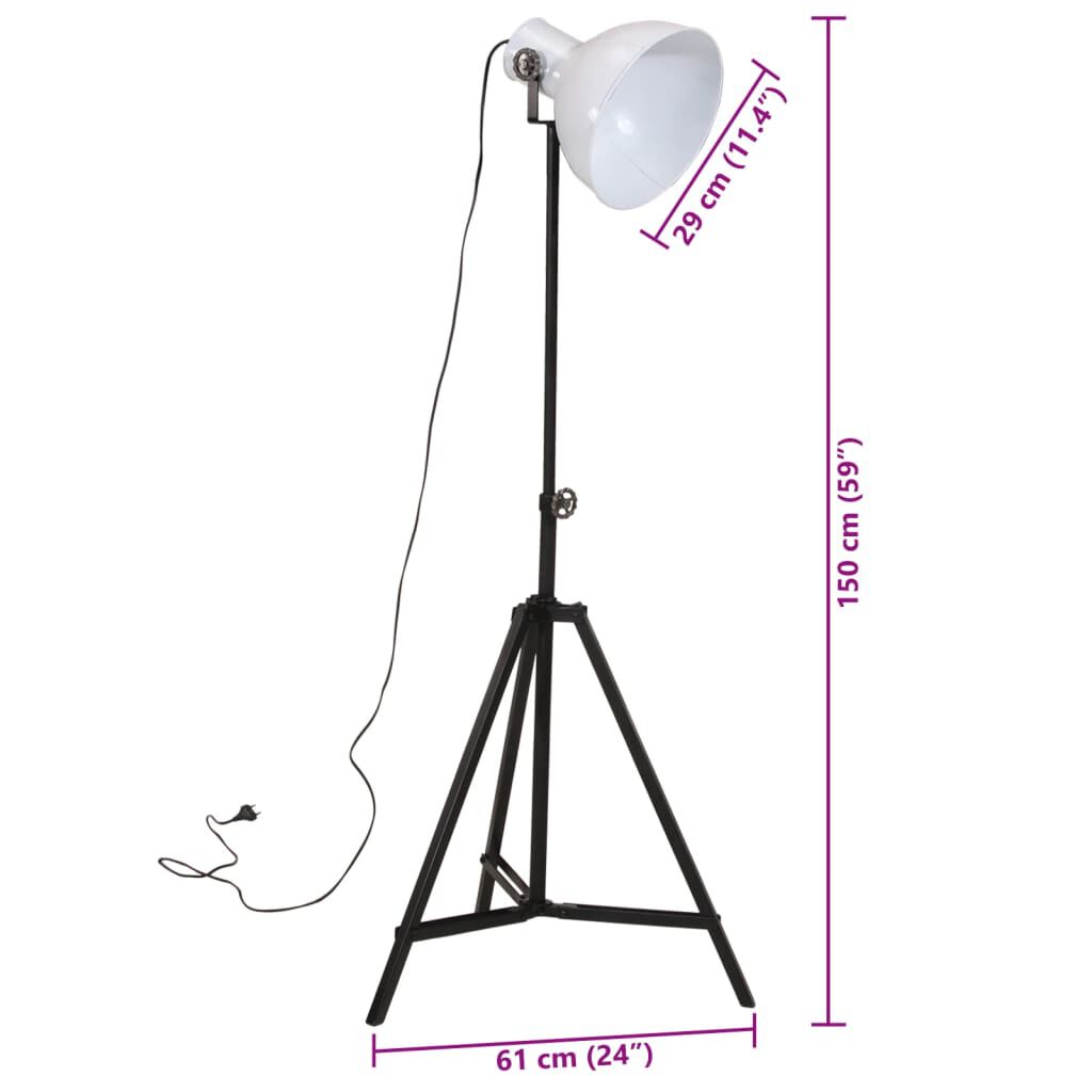 vidaXL Φωτιστικό Δαπέδου 25 W Λευκό 61x61x90/150 εκ. Ε27
