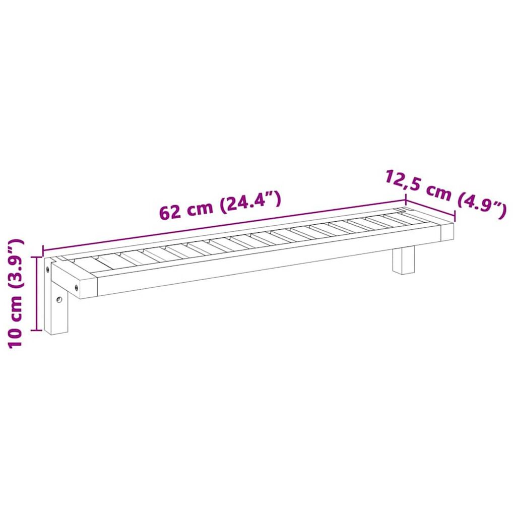 vidaXL Ράφι Τοίχου Κρεμαστό Μπεζ 62 x 10 x 12.5 εκ Μασίφ ξύλο καρυδιάς