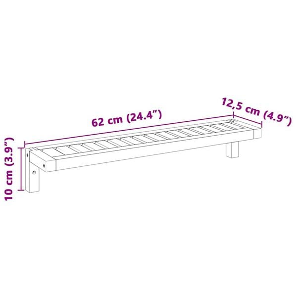 vidaXL Ράφι Τοίχου Κρεμαστό Μπεζ 62 x 10 x 12.5 εκ Μασίφ ξύλο καρυδιάς