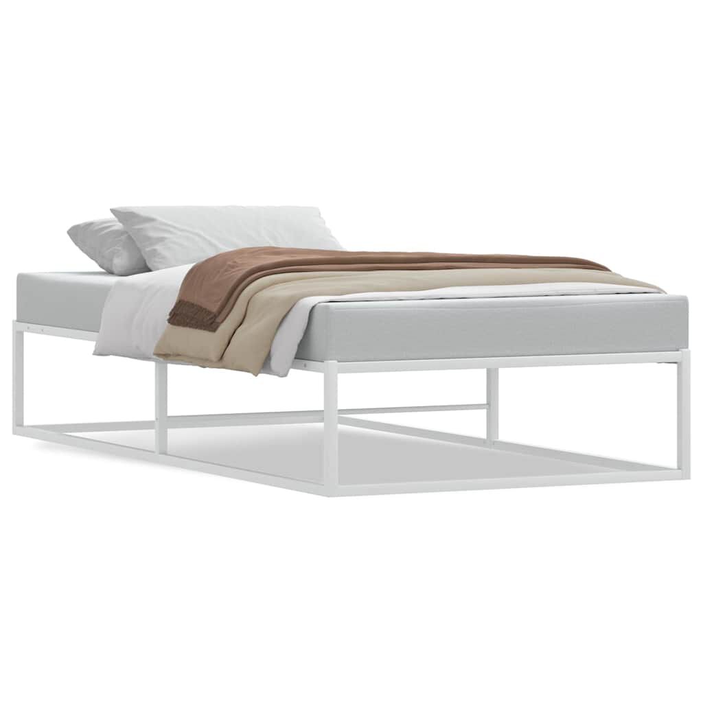 vidaXL Πλαίσιο κρεβατιού χωρίς στρώμα Λευκό 90x200 cm Μεταλλικό