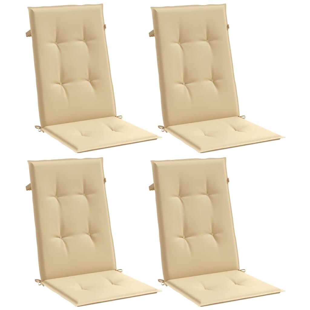 vidaXL Μαξιλάρια Καρέκλας με Πλάτη 4 τεμ. Μπεζ 120x50x7 εκ. Ύφασμα