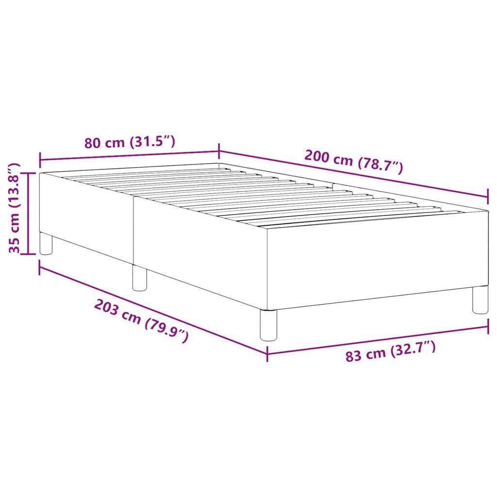 vidaXL Κρεβάτι Σκούρο Γκρι 80x200 εκ