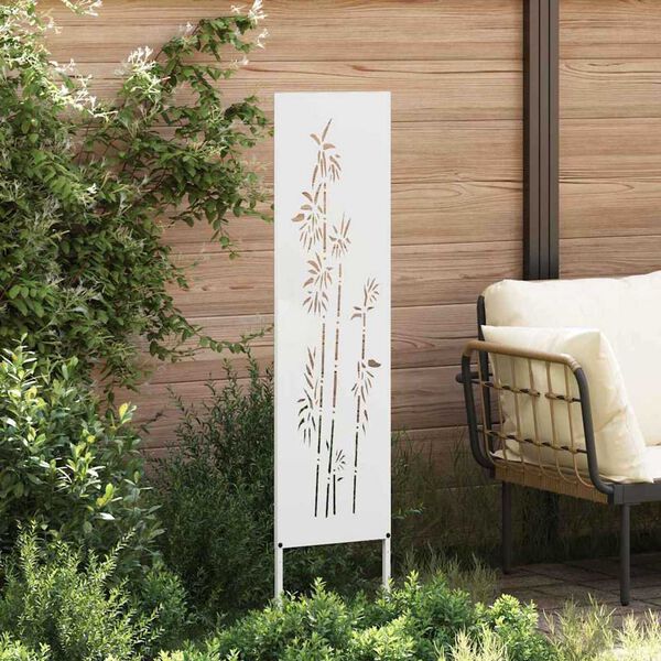 vidaXL Οθόνη Ιδιωτικότητας Κήπου Floral Λευκό 32 χ 140 εκ
