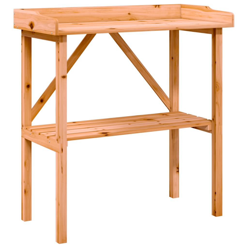 vidaXL Τραπέζι Φυτών με Ράφι Καφέ 78x38x82,5εκ. από Μασίφ Ξύλο Ελάτης
