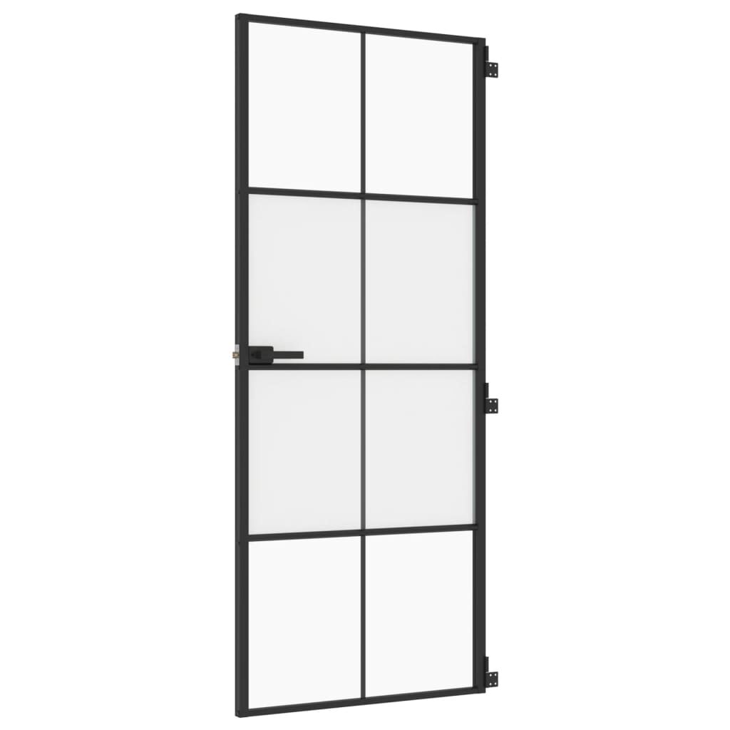 vidaXL Εσωτερική Πόρτα Μαύρη 83 x 201,5 εκ. Ψημένο Γυαλί & Αλουμίνιο