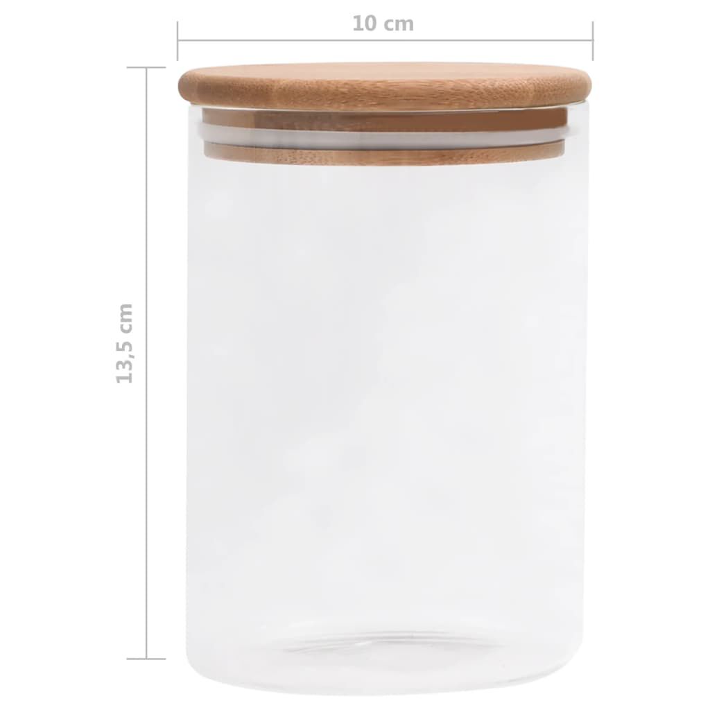 vidaXL Βάζα 4 τεμ. 800 ml Γυάλινα με Καπάκι από Μπαμπού