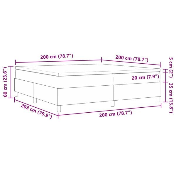 vidaXL Κρεβάτι Box Spring με Στρώμα σε Ανοιχτό Γκρι, 200 x 200 cm, Ύφασμα Κορδούρας