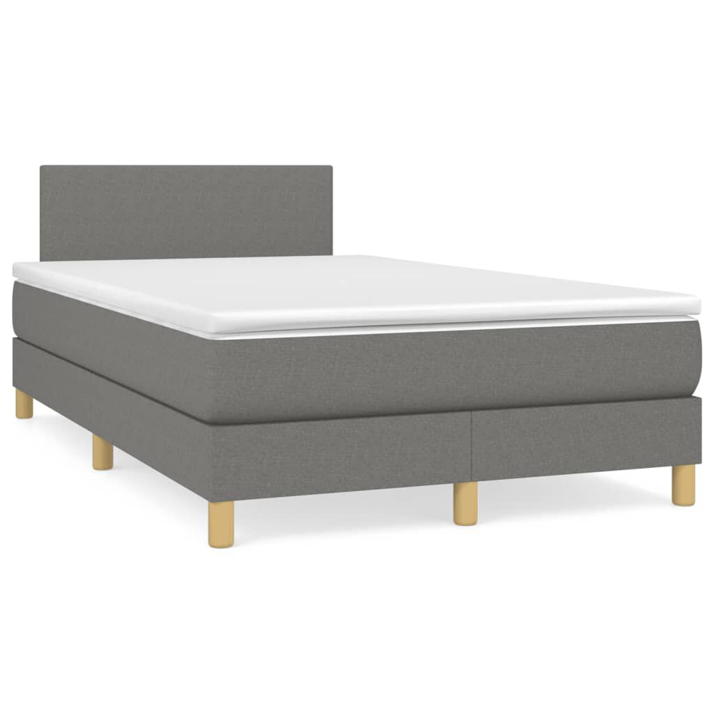 vidaXL Κρεβάτι Boxspring με Στρώμα Σκούρο Γκρι 120x190 εκ Υφασμάτινο