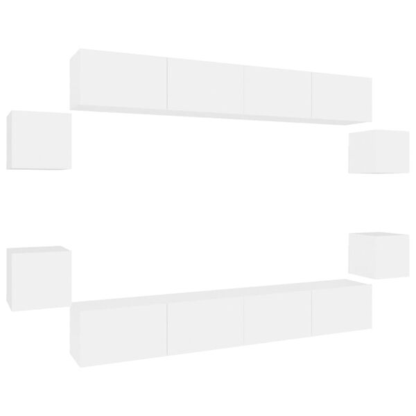 vidaXL Σετ Επίπλου Τηλεόρασης 8 Τεμαχίων Λευκό από Επεξεργασμένο Ξύλο