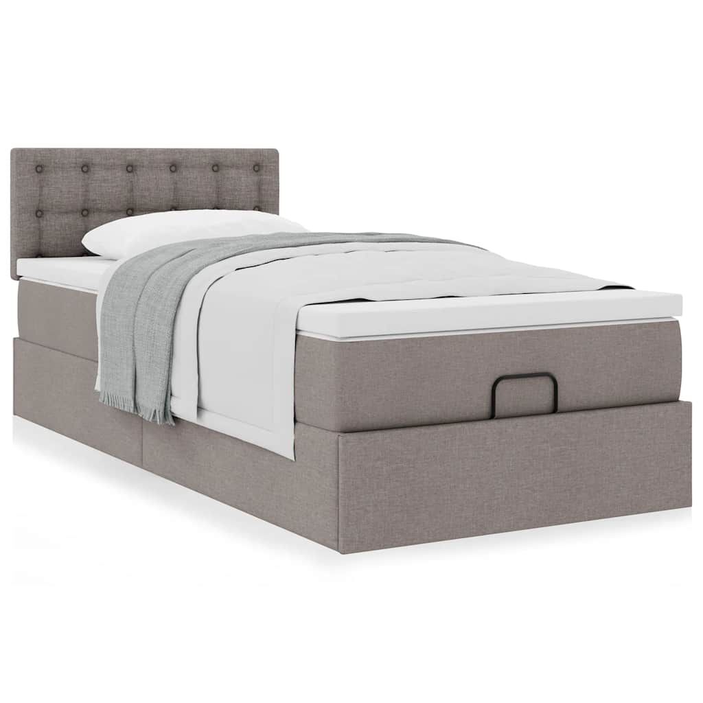 vidaXL Οθωμανικό κρεβάτι με στρώμα Taupe 100x200cm ύφασμα